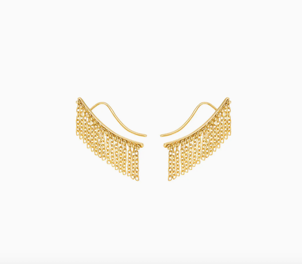Short Chainfall Earrings, yellow gold