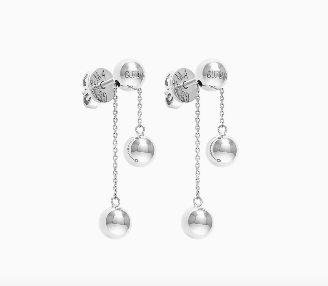 Orbs Transformer Earrings, white gold