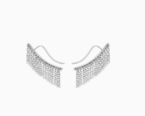 Short Chainfall Earrings, white gold