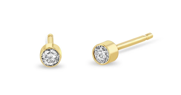 14k Diamond Bezel Solitaire Studs