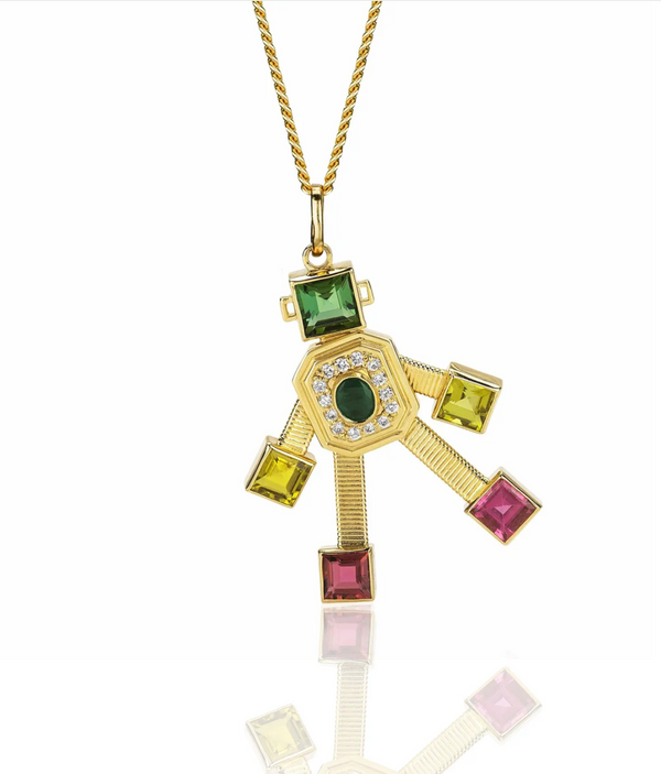 Disco Van Robot Maxi Pendant Diamond Emerald Tourmaline