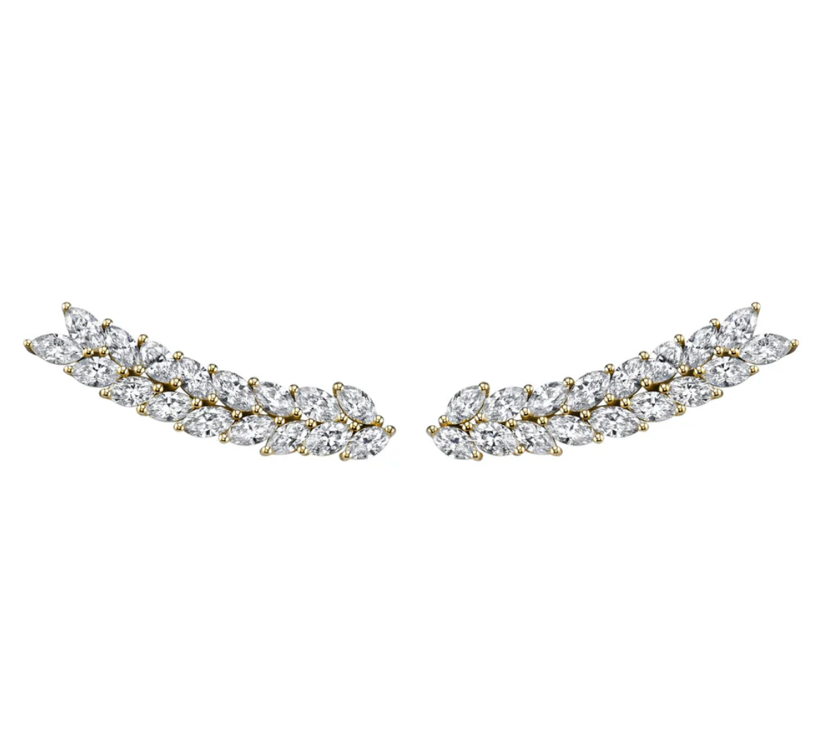 DOUBLE ROW MARQUISE DIAMOND FLOATING EARRINGS