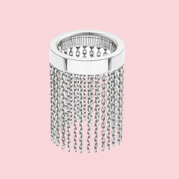 Short Chainfall Ring, white gold