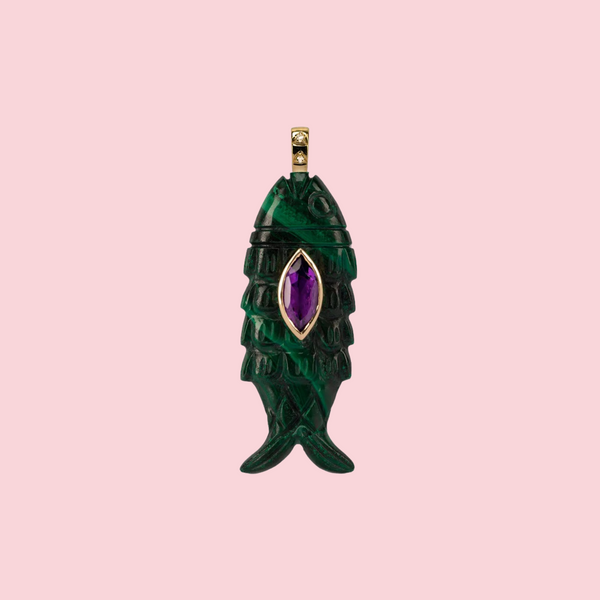 Malachite Fish Pendant