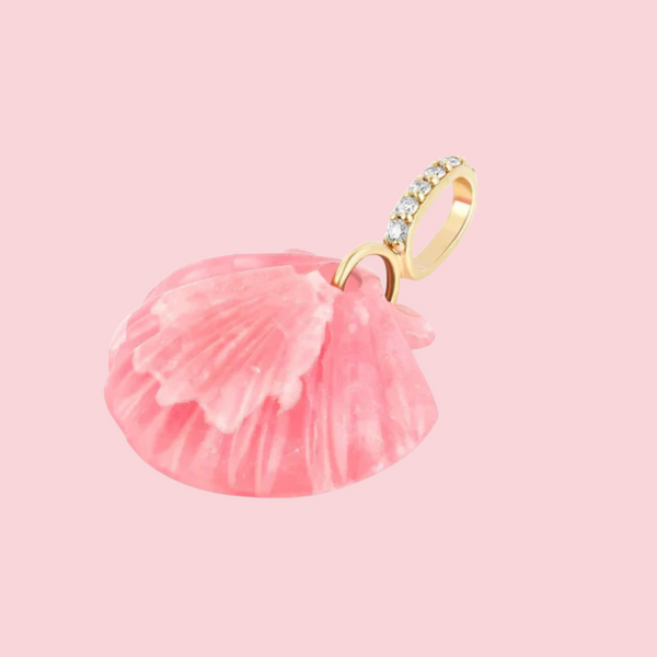 Pink Rhodochrosite Scallop Shell Pendant