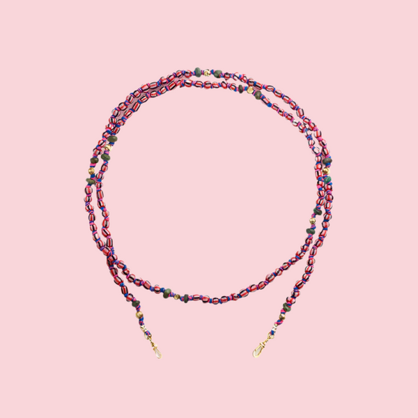 MAULI BEADS GHANA BLACK & PINK 35CM