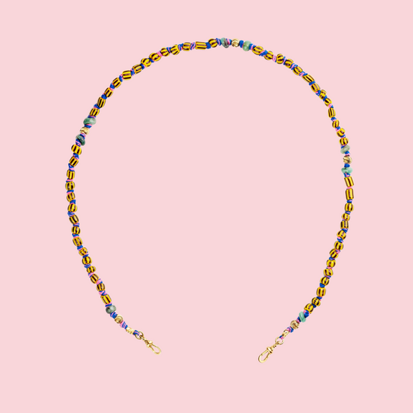 MAULI BEADS GHANA YELLOW & BLACK 35CM