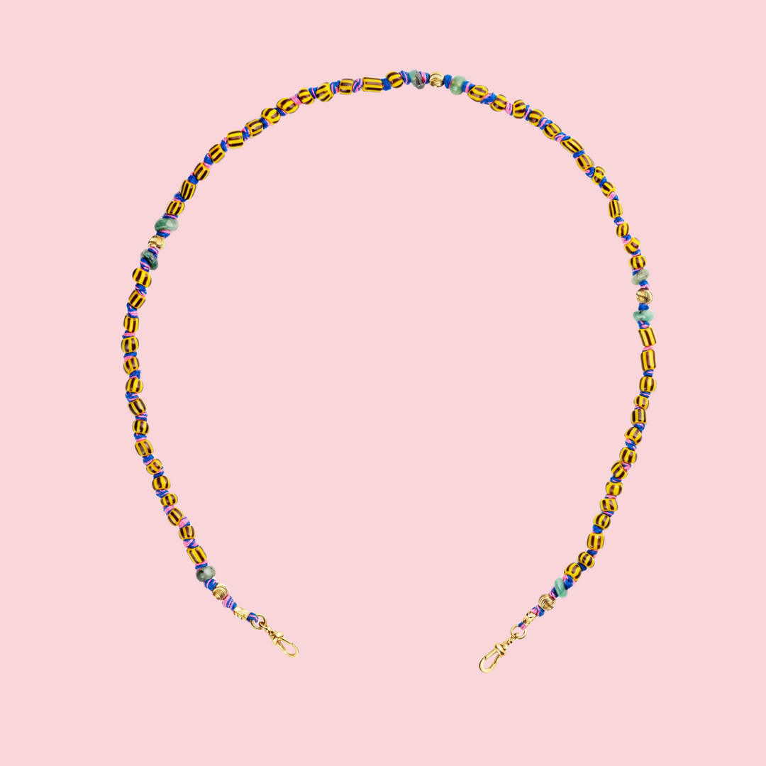 MAULI BEADS GHANA YELLOW & BLACK 35CM