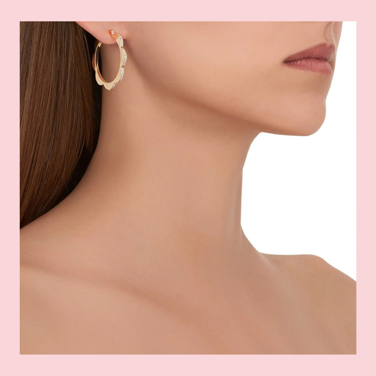 Large Yellow Gold Triplet Hoop Earrings with White Diamonds