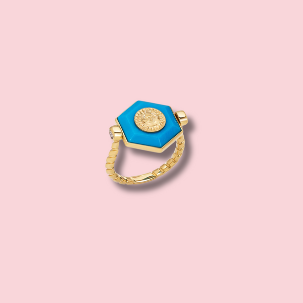Soleil Turquoise Hexagon Flip Ring