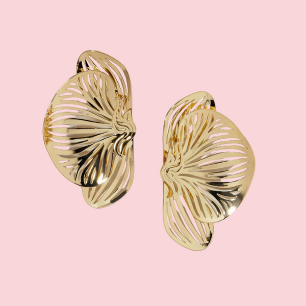 Orchid earrings yellow gold