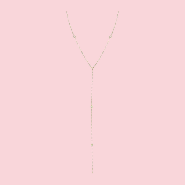 14k Floating Diamonds Station Lariat