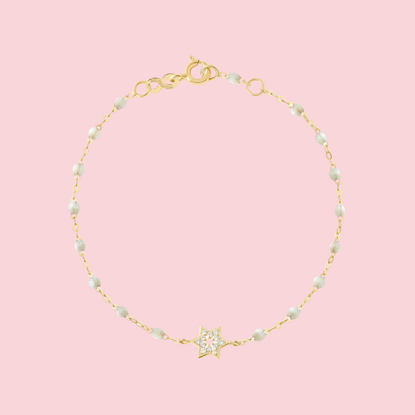 Star of David Classic Gigi Silver Diamond Bracelet - Yellow Gold 6.7"
