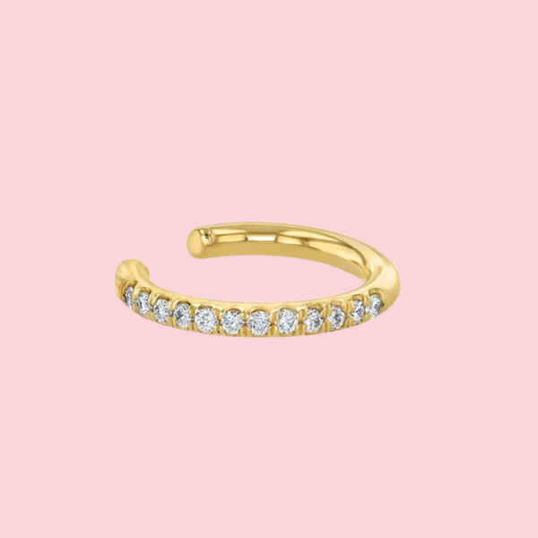 14k Thick Pavé Diamond Ear Cuff