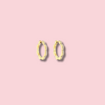 Load image into Gallery viewer, Medium Yellow Gold Triplet Hoop Earrings with White Diamonds
