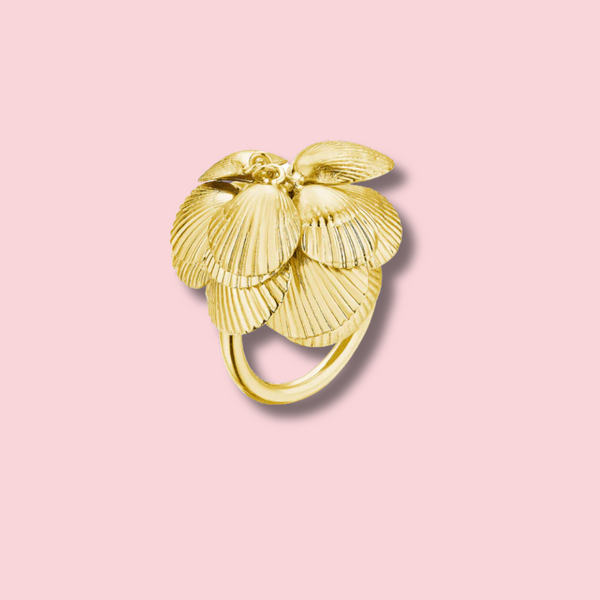 Yellow Gold Shell Charm Ring