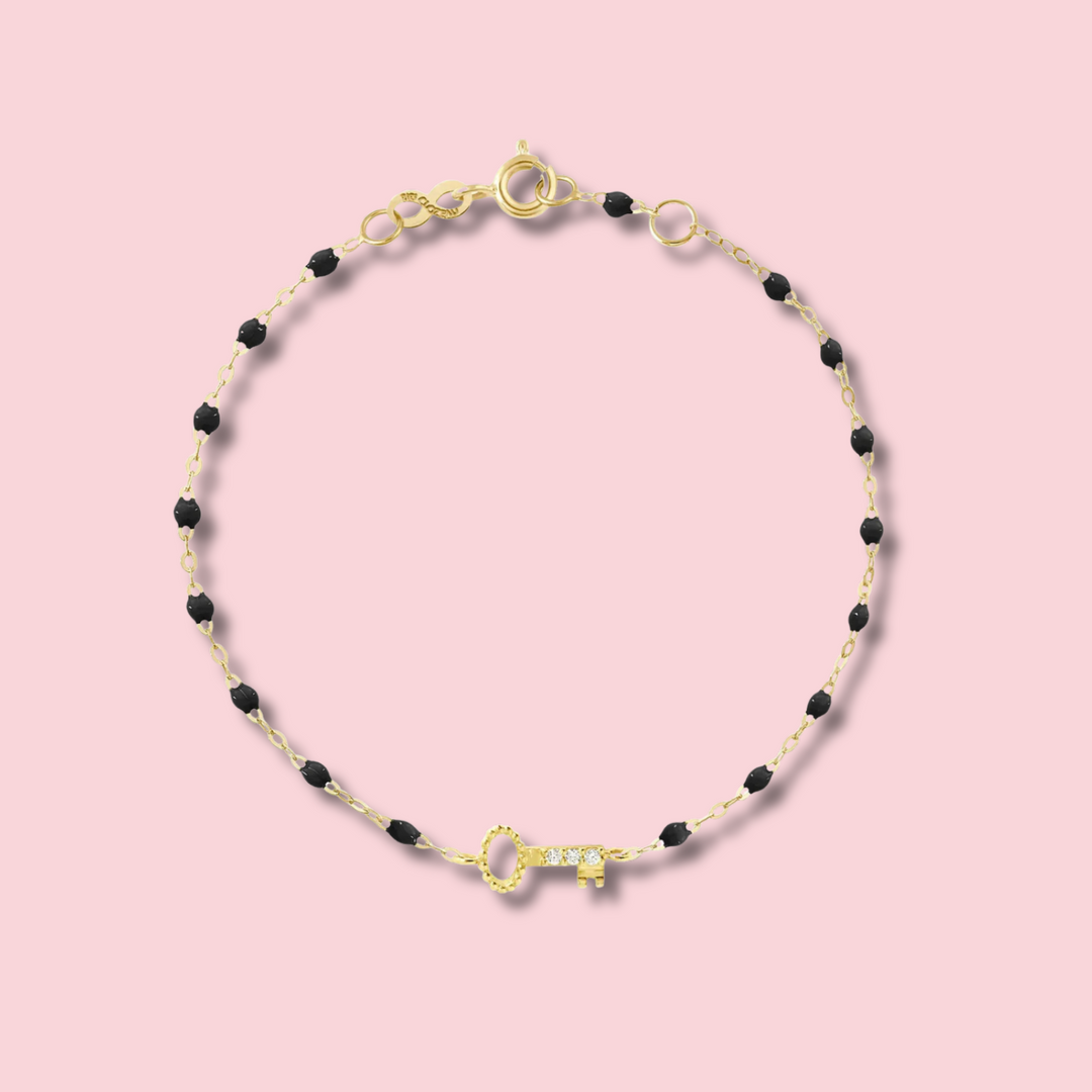 Key Diamond Bracelet, Yellow Gold, 6.7"