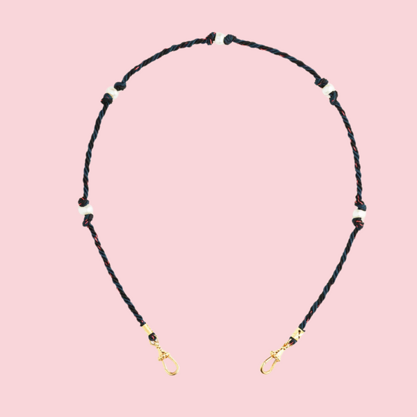 Silky Mauli Chain Pearl- Blue and Black 35cm