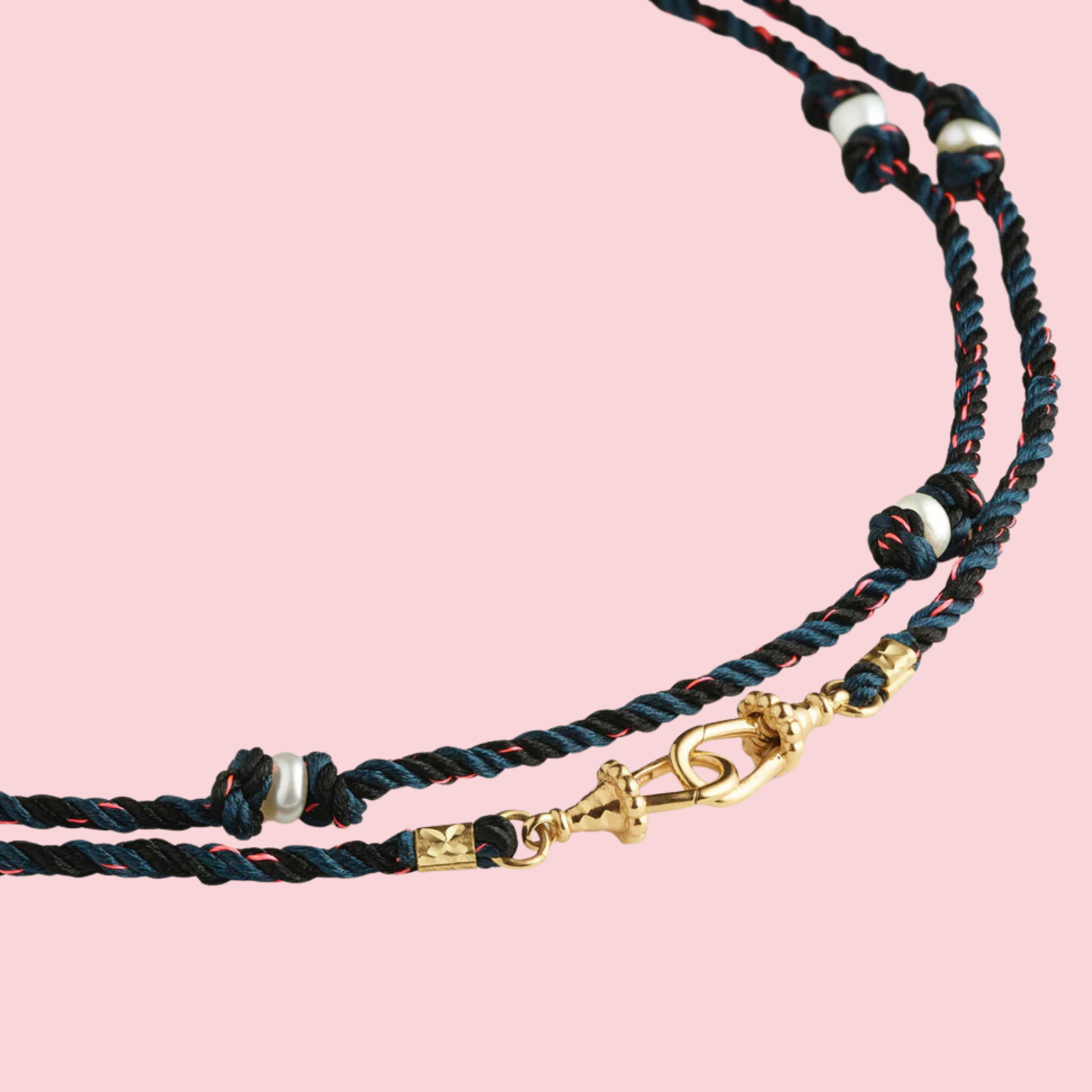 Silky Mauli Chain Pearl- Blue and Black 35cm
