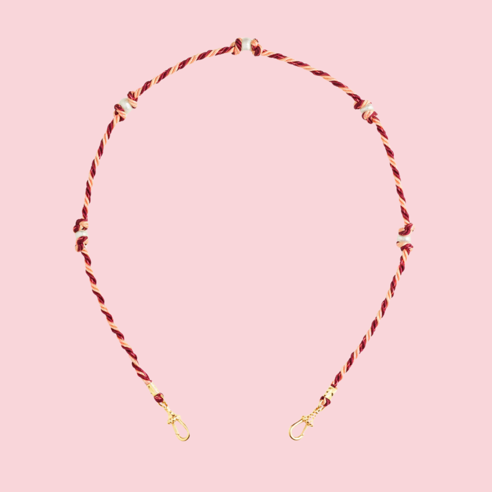 Silky Mauli Chain Pearl- Burgundy and Beige 35cm