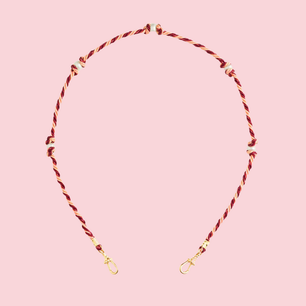 Silky Mauli Chain Pearl- Burgundy and Beige 35cm