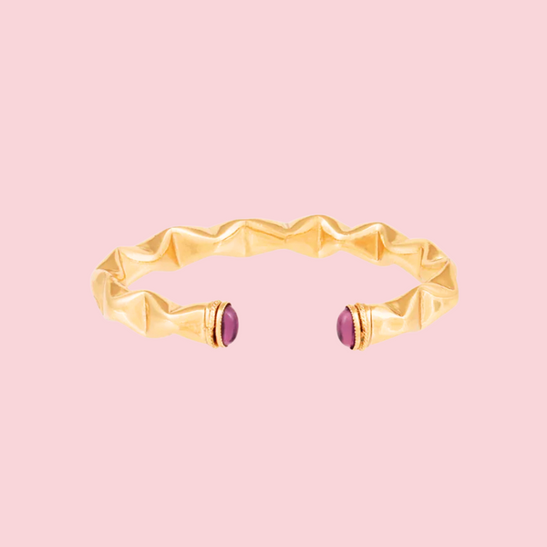 Moki cabochons bangle bracelet gold