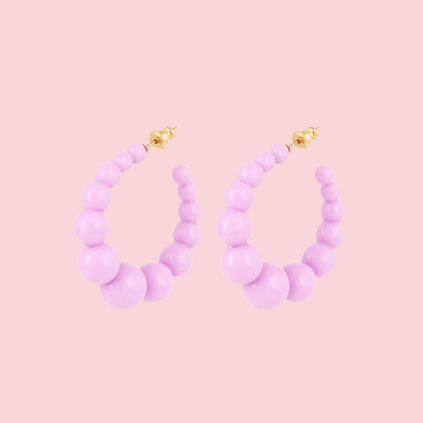 Andy hoop earrings small size acetate gold - Purple