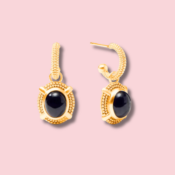 Cabochon Hoop & Charm Earring