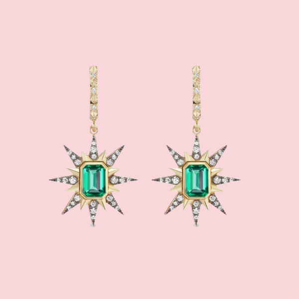 STARBURST EARRINGS EMERALD