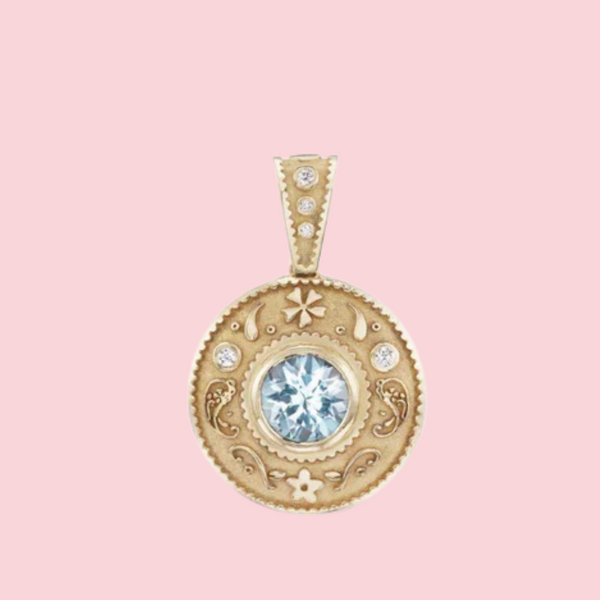 Southwestern Round Charm Aquamarine