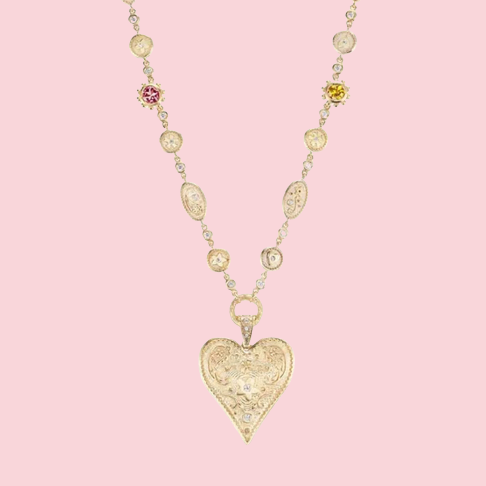 LARGE SOUTHWESTERN HEART NECKLACE TOURMALINE