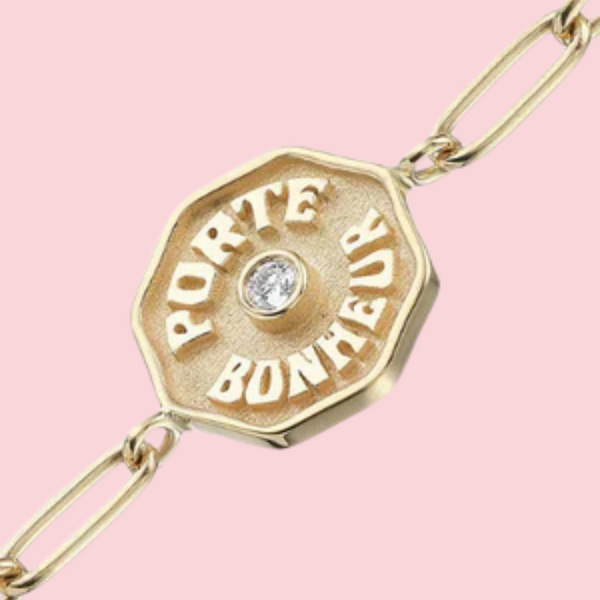 Petite Porte Bonheur Raised Gold White Diamond