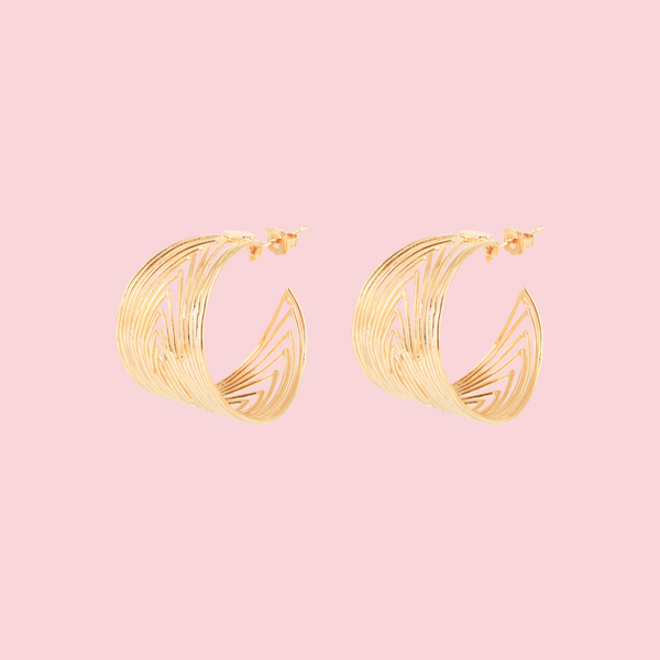 Wave hoop earrings gold