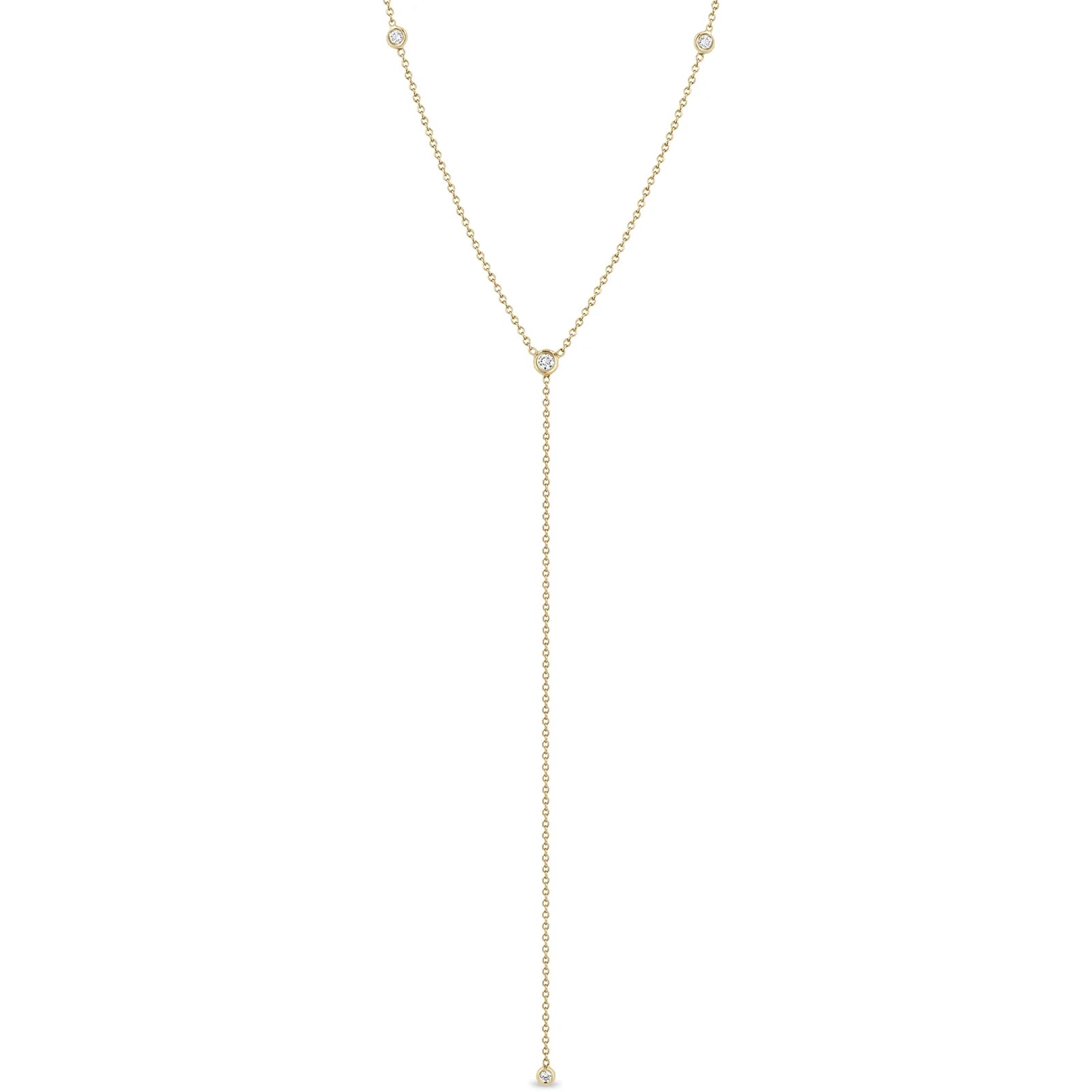14k 4 Floating Diamonds Lariat Necklace
