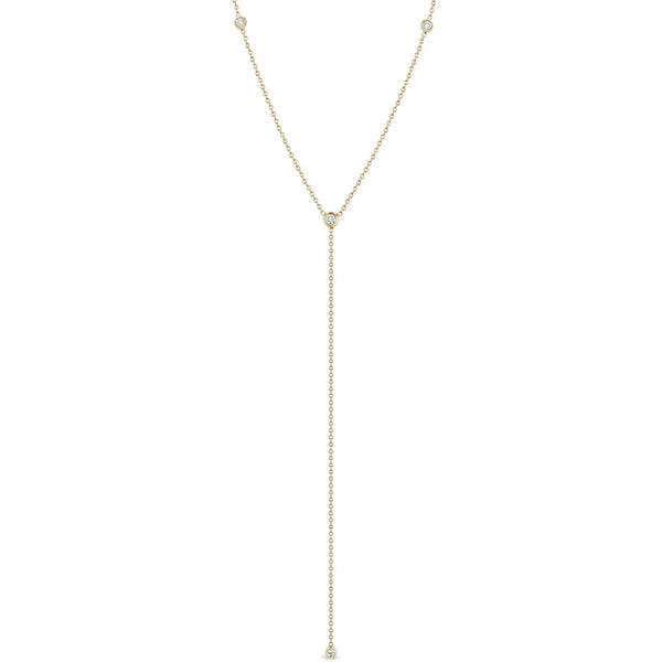 14k 4 Floating Diamonds Lariat Necklace