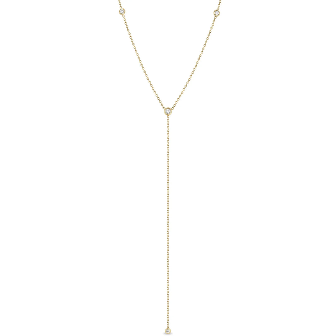 14k 4 Floating Diamonds Lariat Necklace