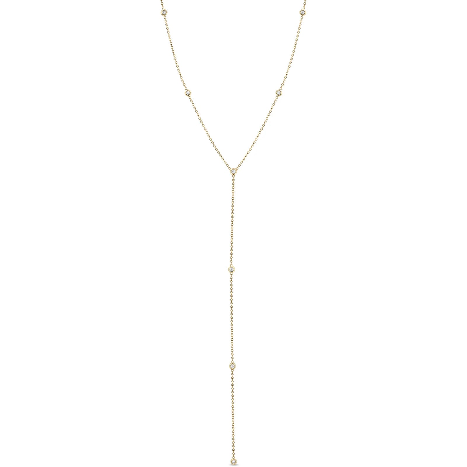 14k Floating Diamonds Station Lariat