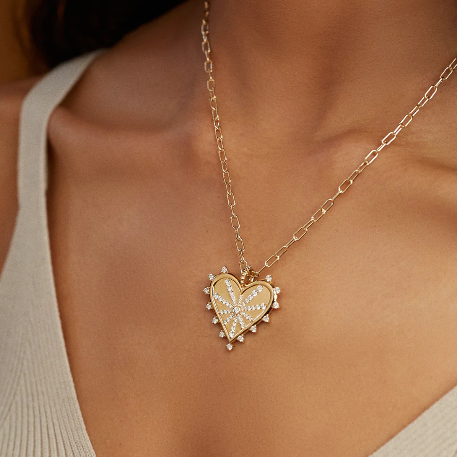 Spiked Heart Pavé Necklace