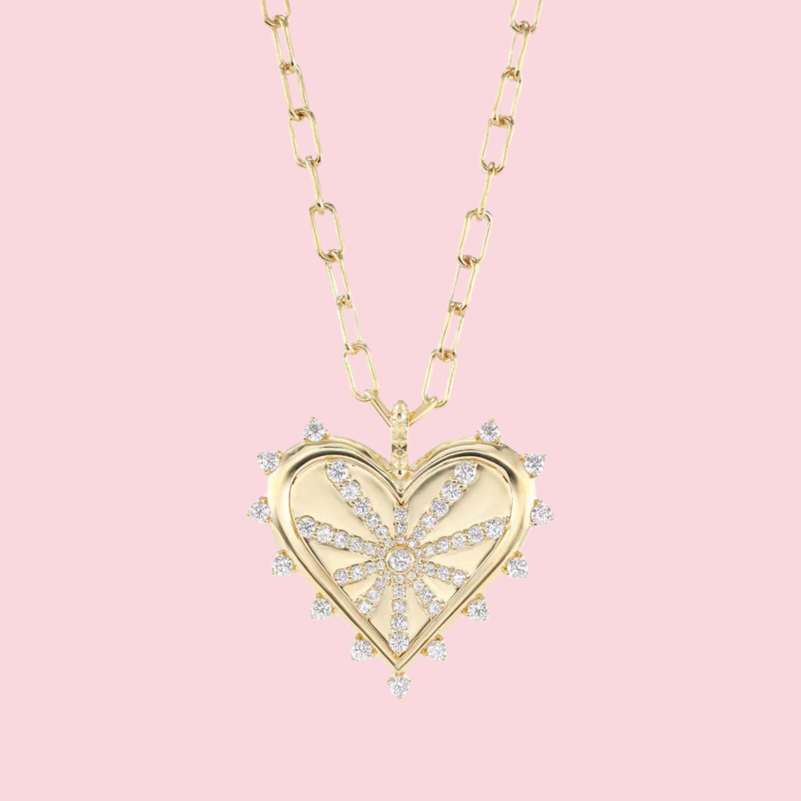 Spiked Heart Pavé Necklace