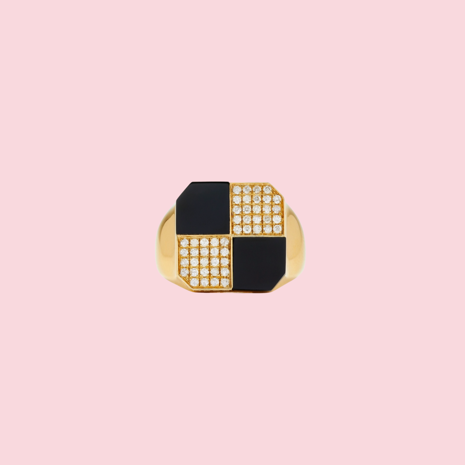 Bague Petit Damier Onyx