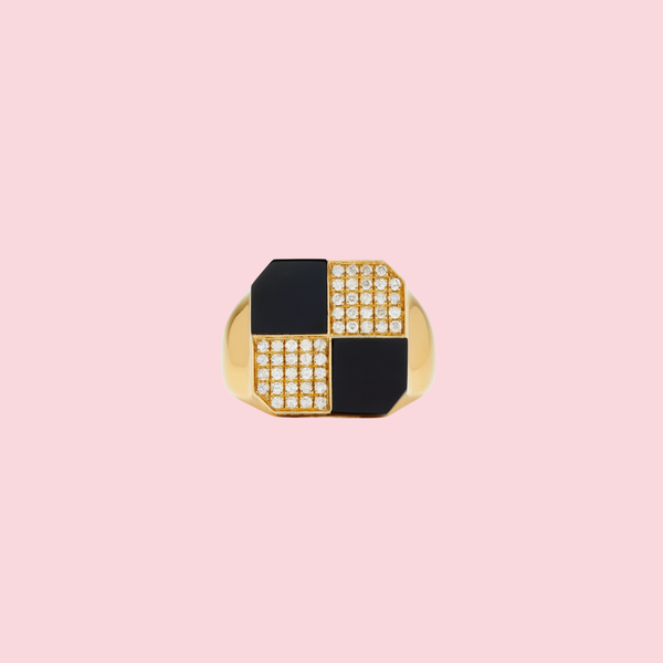 Bague Petit Damier Onyx