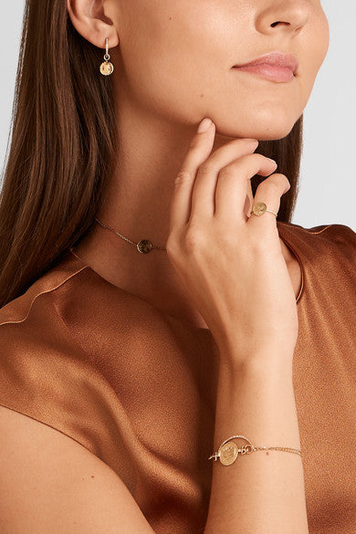 Louise d'Or Coin 18-karat gold diamond hoop earring - Millo Jewelry