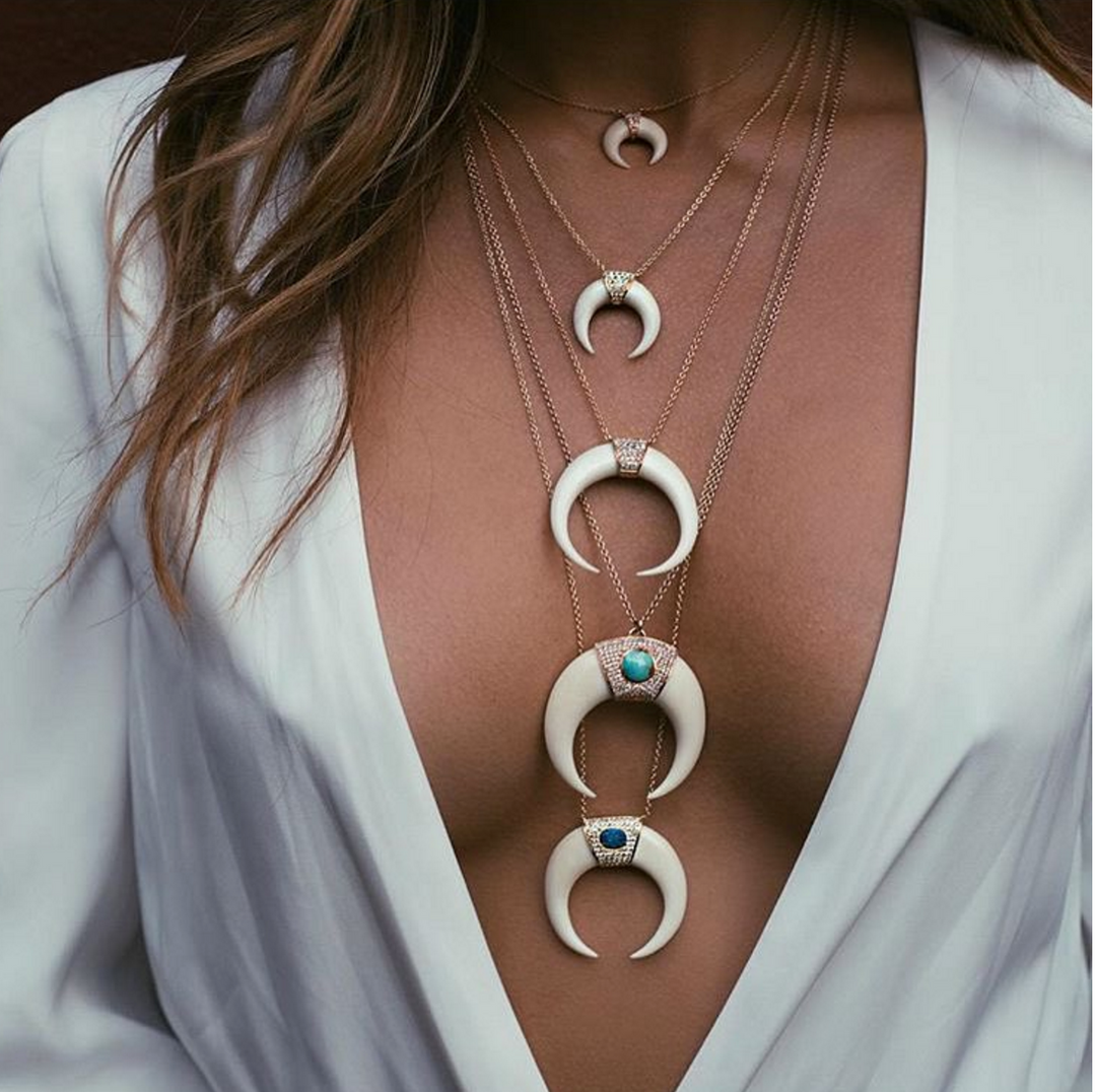 Mini Bone Double Horn Necklace - Millo Jewelry
