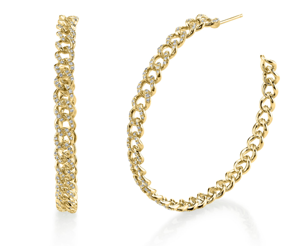 Shay Fine Jewelry "Essential Pave Link Hoops, 50Mm'' - Millo Jewelry