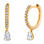 Load image into Gallery viewer, Diamond Huggies w/ Pear Diamond Drop - Millo Jewelry