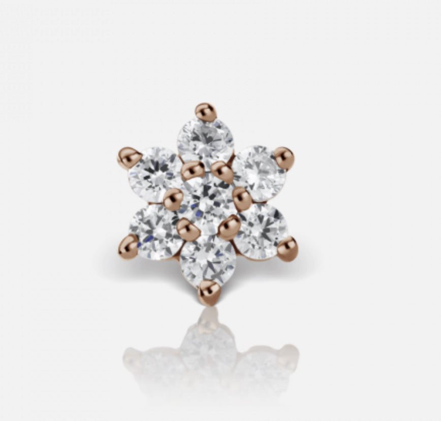 4.5mm Diamond Flower Threaded Stud - Millo Jewelry