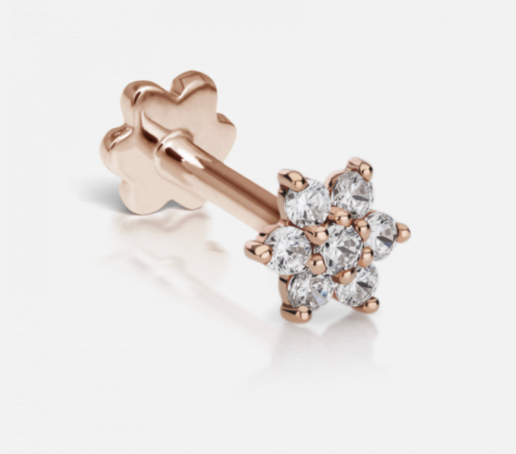 4.5mm Diamond Flower Threaded Stud - Millo Jewelry