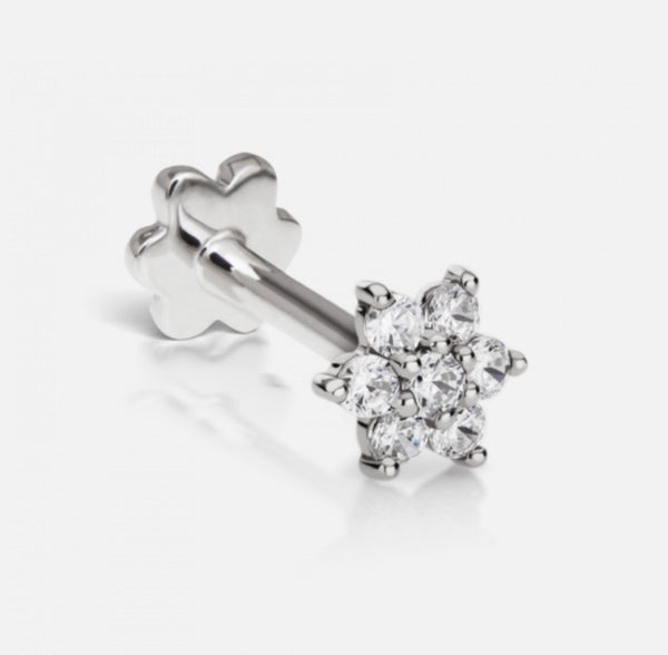 4.5mm Diamond Flower Threaded Stud - Millo Jewelry