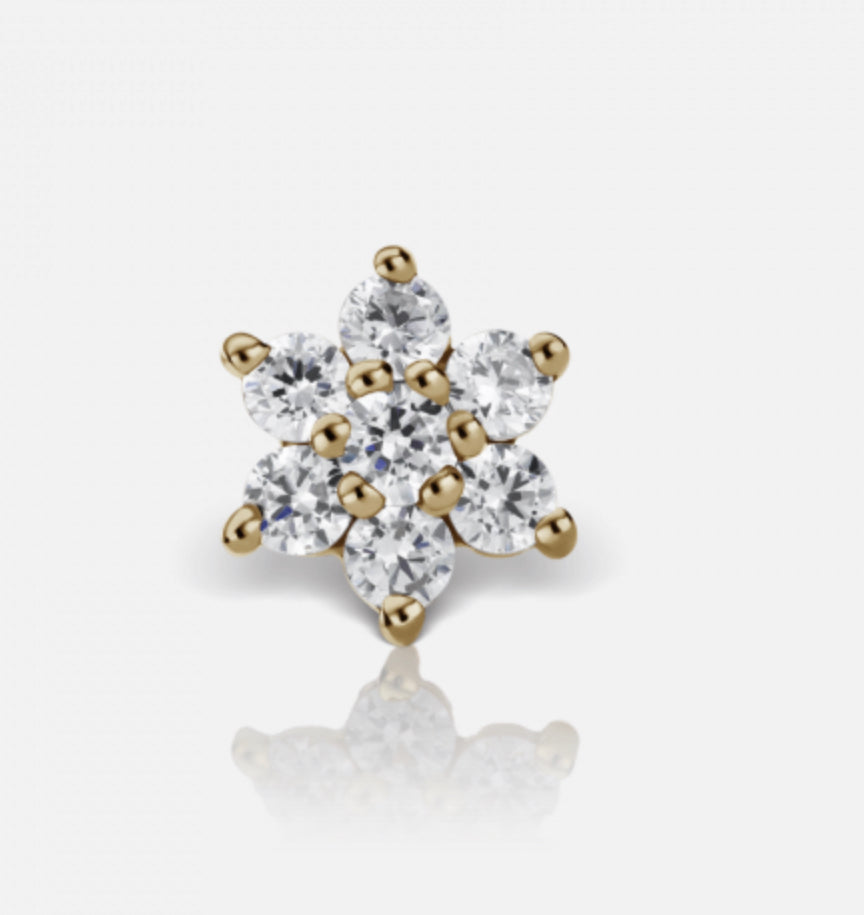 4.5mm Diamond Flower Threaded Stud - Millo Jewelry