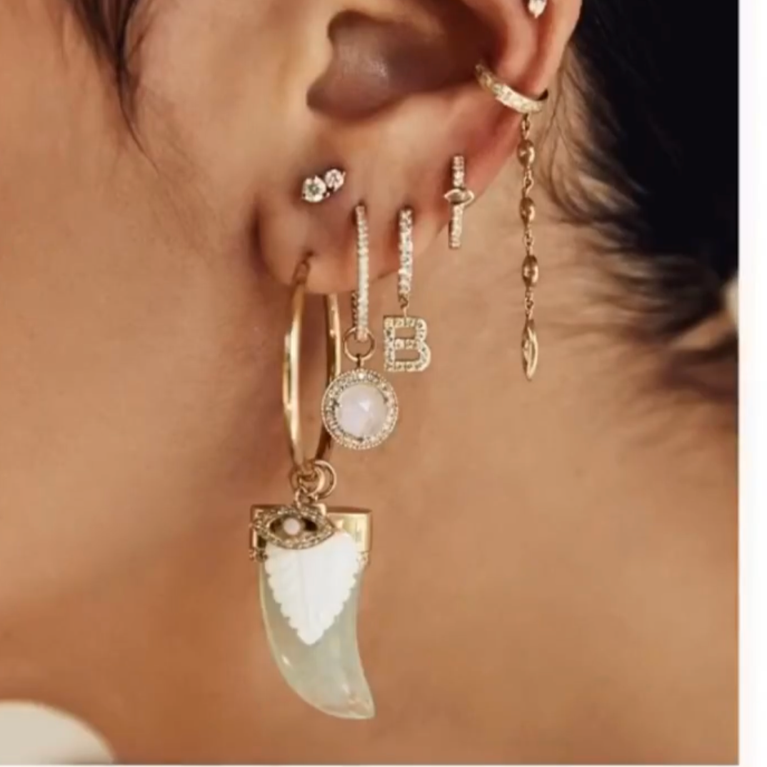 PAVE ROUND + MARQUISE DIAMOND DROP EAR CUFF - Millo Jewelry